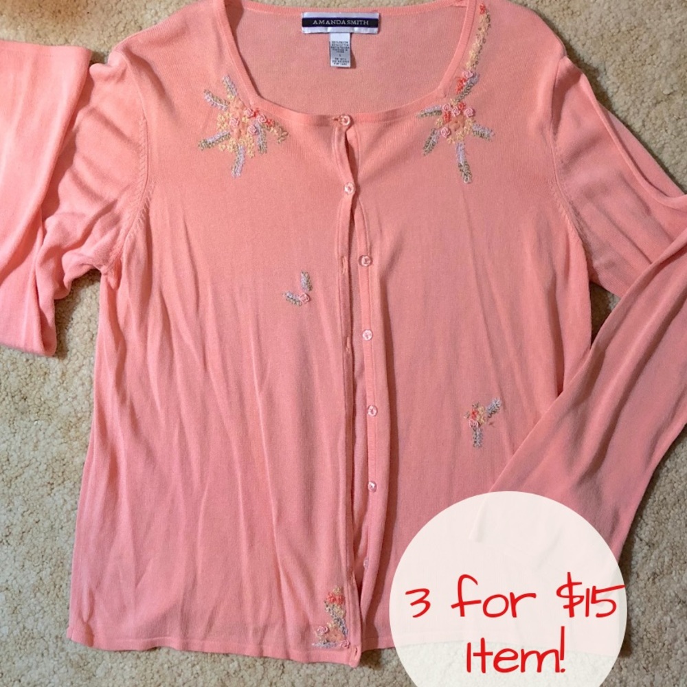 🔥3for$15🔥Amanda Smith Ribbon Embroidered Sweater